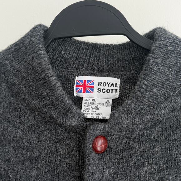 Vintage 100% Shetland wool chunky Henley Sweater pullover XL - Picture 9 of 14